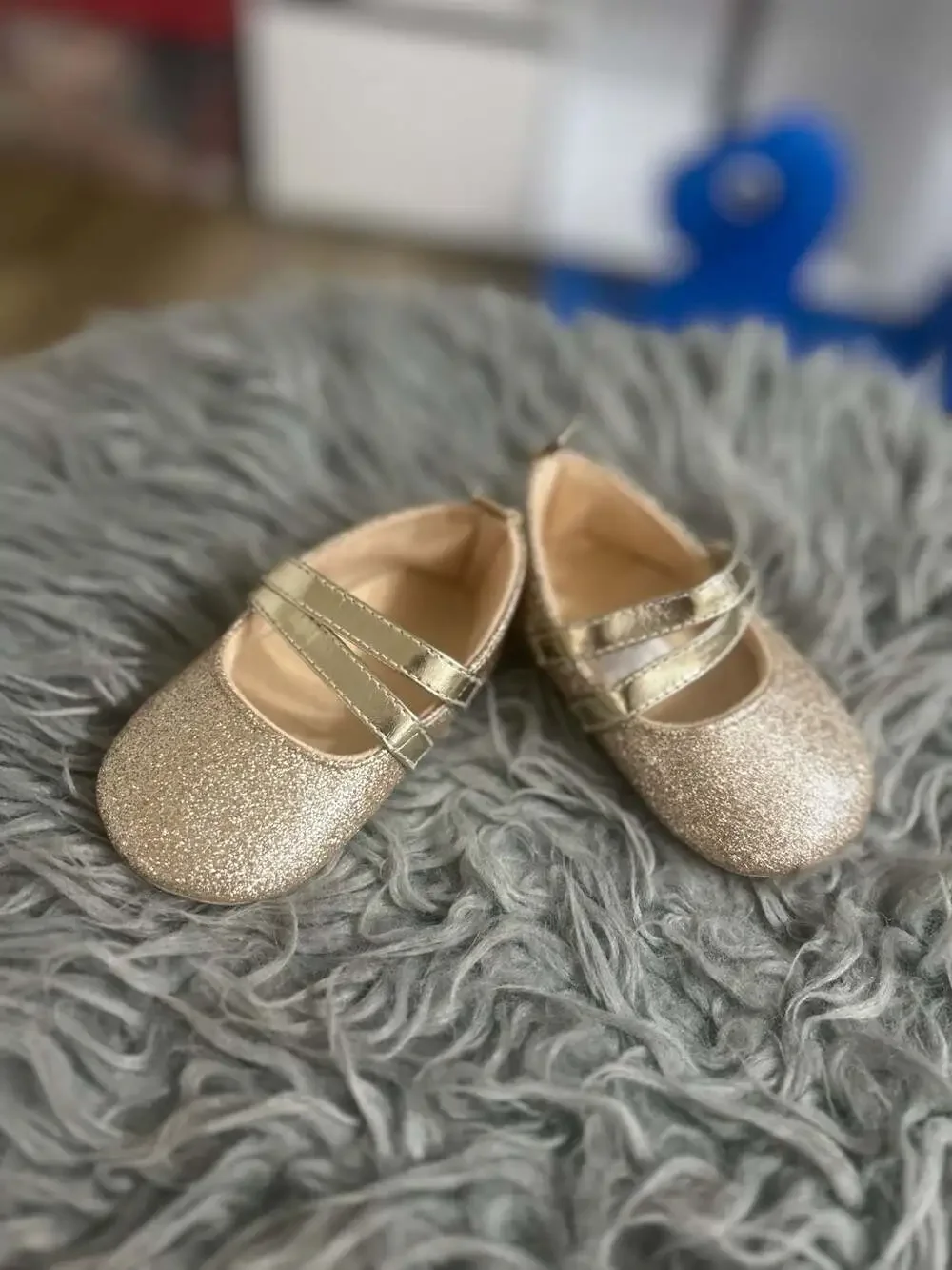 Cat & Jack Toddler Gold Glitter Ballet Flats Mary Jane Shoes